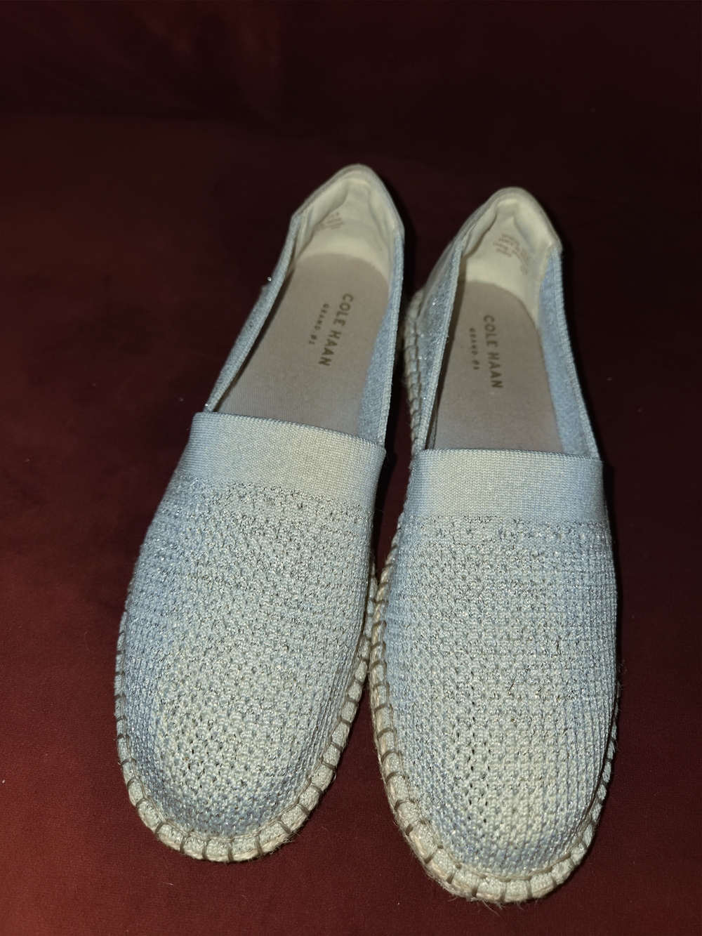 Cole Haan Light Gray Knit Slip-On Espadrilles
